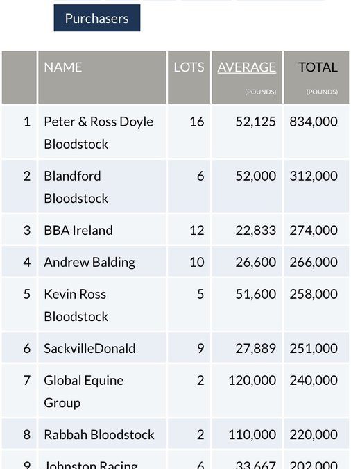 Great couple of days at Tattersalls Ireland September Yearling Sale…